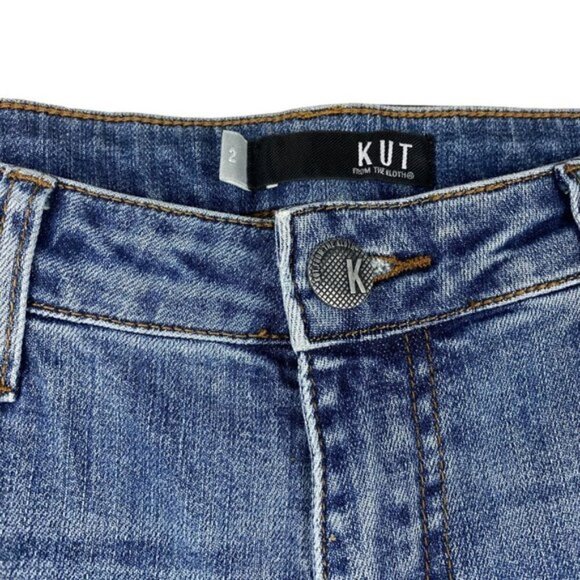Kut From The Kloth Reese Ankle Crop Straight Leg Two Tone Raw Hem Jeans US 2 - Picture 9 of 15